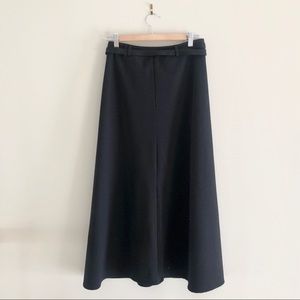 Vintage Black A-line Midi skirt with belt